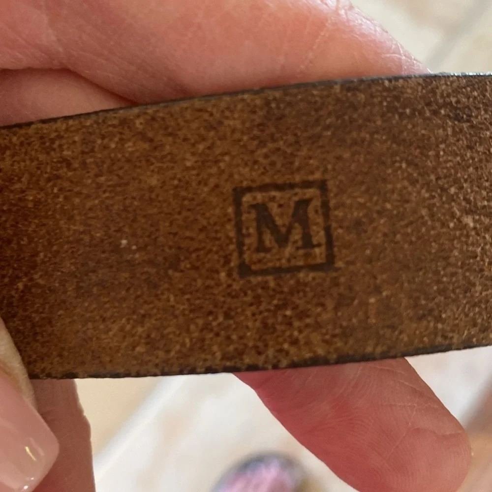 Fossil Brown leather Belt Mens M Solid Brass Buckle Simple minimalist Western